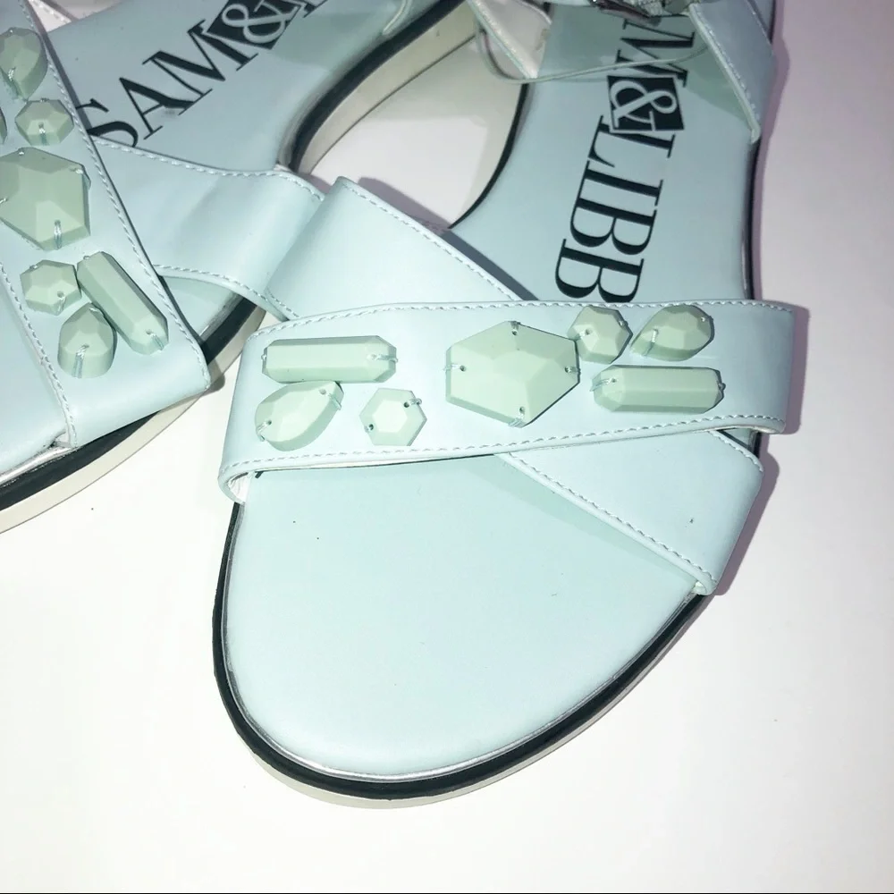 NWOT Sam &Libby ice blue sandals with shapes
